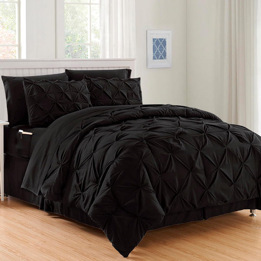Luxury, Softest, Coziest 8-Piece Bed-In-A-Bag Comforter Set on Amazon Silky Soft Complete Set Includes Bed Sheet with Double Sided Storage Pockets, King/Cal King, Black