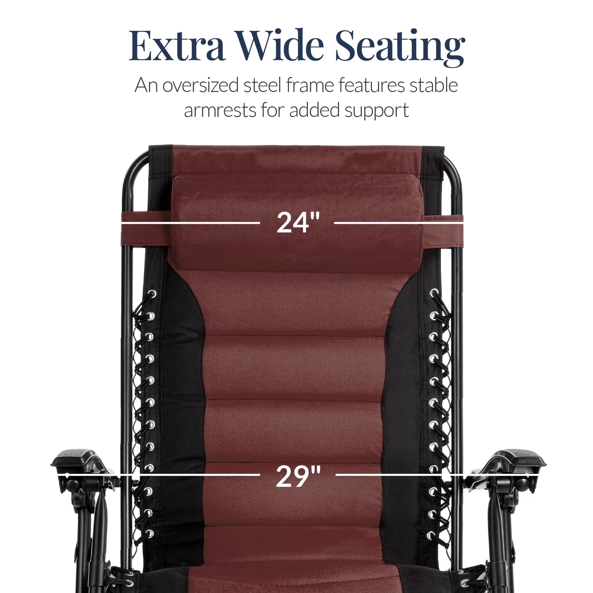 Oversized Padded Zero Gravity Chair, Folding Outdoor Patio Recliner W/ Side Tray - Brown