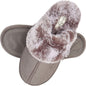 Womens Comfy Faux Fur House Slipper Scuff Memory Foam Slip on Anti-Skid Soleslipper