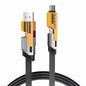 4-In-1 USB-C Charging Cable, Tangle-Free Nylon Braided Multi Charging Cord, USB-A & USB-C Inputs, PD 27W Fast Charge, Compatible with Iphone, USB-C Devices, Tablets & Phones (6.6FT)