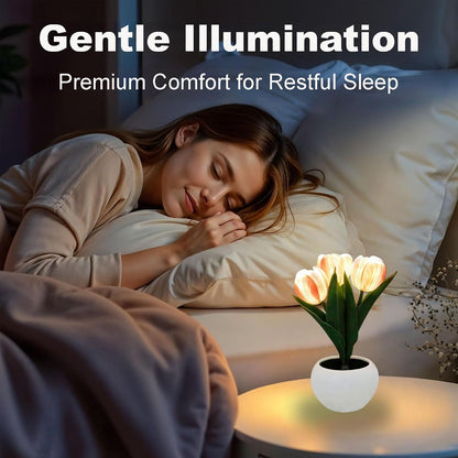 Flower Table Lamp, LED Tulip Night Light with Artificial Flower and Vase, Romantic Desk Lamp for Home, Living Room, Bedroom, Wedding, Birthday Party Decor