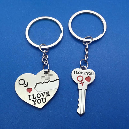 2Pcs Couple Key Chain Ring Set-I LOVE YOU with Red Heart Keychains Set for Boyfriend Girlfriend and Best Friends,Valentine'S Day Birthday Gifts Graduation Gifts-Love Heart Key Locks Lover Gift