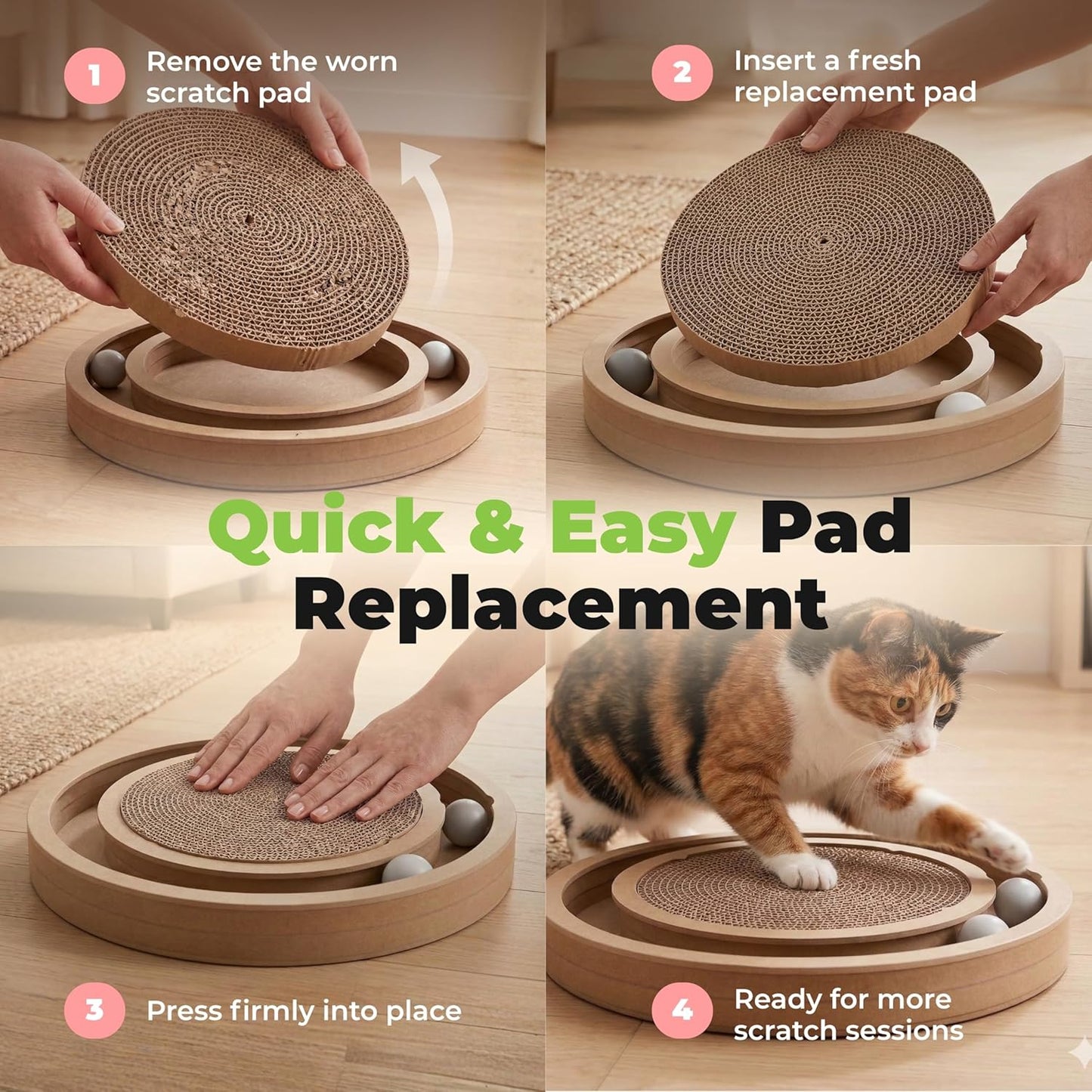 Catify Cat Scratcher, Fun Interactive Scratchers, Posts, Poles, Claw Safe, Furniture Saver Indoor Play Support Natural Cat Behaviors Heavy Duty - Round(5 Pack)