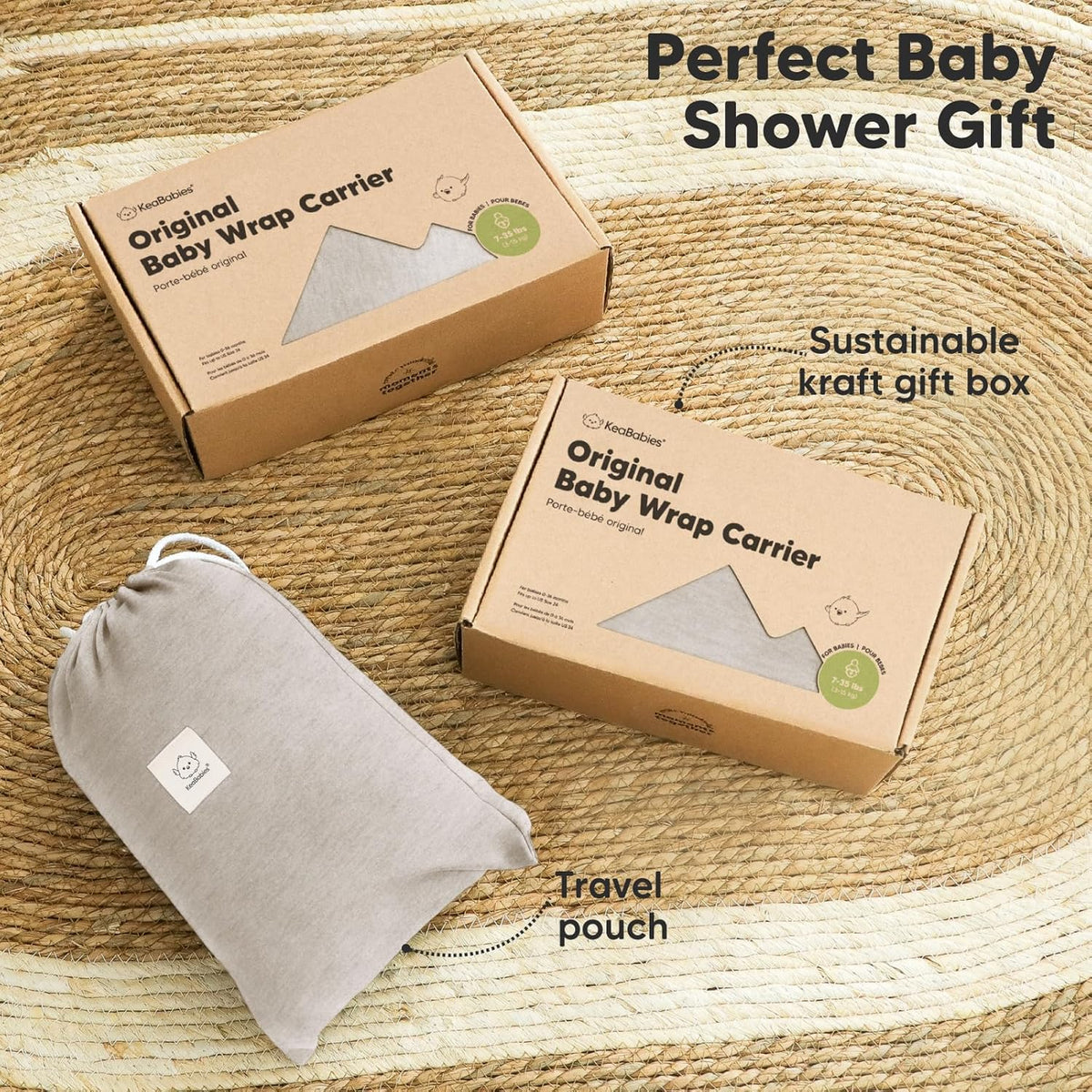 Baby Wrap Carrier - All in 1 Original Baby Carrier Newborn to Toddler Sling, Easy to Wear, Hands Free Bonding, Lightweight, Breathable Infant Wraps (Stone Gray)