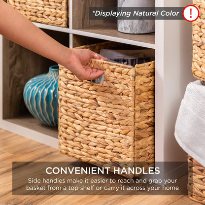 10.5X10.5In Hyacinth Storage Baskets, Set of 5 Multipurpose Collapsible Organizers - Espresso