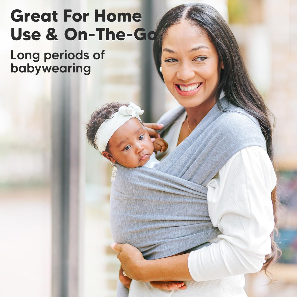 Baby Wrap Carrier - All in 1 Original Baby Carrier Newborn to Toddler Sling, Easy to Wear, Hands Free Bonding, Lightweight, Breathable Infant Wraps (Stone Gray)