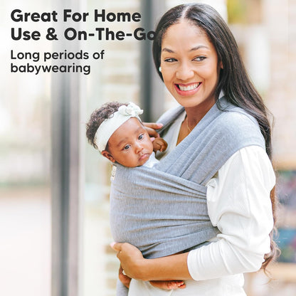 Baby Wrap Carrier - All in 1 Original Baby Carrier Newborn to Toddler Sling, Easy to Wear, Hands Free Bonding, Lightweight, Breathable Infant Wraps (Stone Gray)