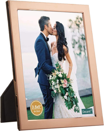 3.5X5 Picture Frames Rose Gold Metal Photo Frames for Tabletop Display and Wall Decoration-Best Gifts for Family