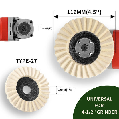 2/3/4/4.5/5 Inch Wool Polishing Wheel Buffing Pad for Angle Grinder Grinding Disc Metal Wood Stainless Steel Polishing Abrasives