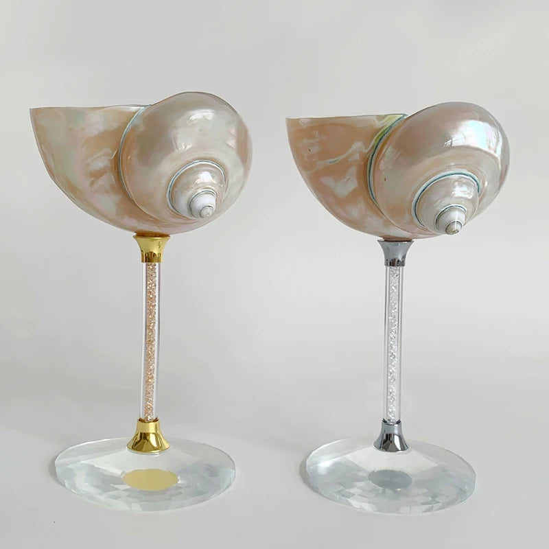 Originality Conch Wine Glass Goblet Handmade Banquet Natural Metal Glass Polishing Decoration Ornament Gift for Bar