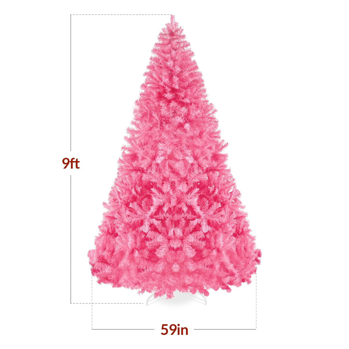 Artificial Christmas Tree, 9Ft Premium Unlit Pine Design, Dense Branches W/Easy Assembly - Pink