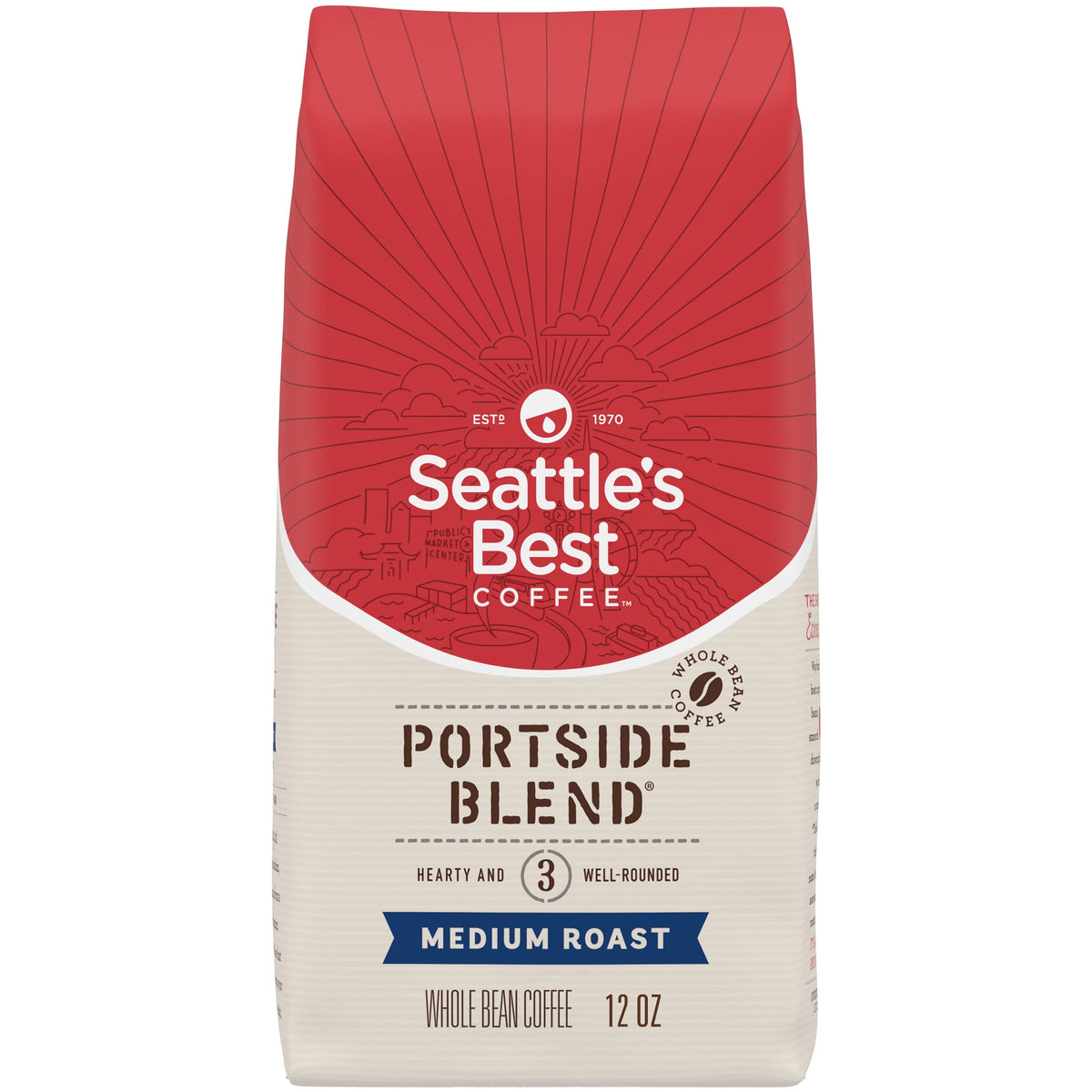Arabica Beans Portside Blend, Medium Roast, Whole Bean Coffee, 12 Oz