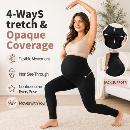 Women'S Maternity Leggings over the Belly Buttery Soft Pregnancy Yoga Pants Activewear Workout Leggings