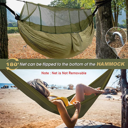 Camping Hammock, Portable Double Hammock Bug Net,Travel Hammock with Mosquito Net，Mesh and Hammock Closed Connection，Best for Outdoor, Hiking, Camping, Backpacking, Travel, Backyard