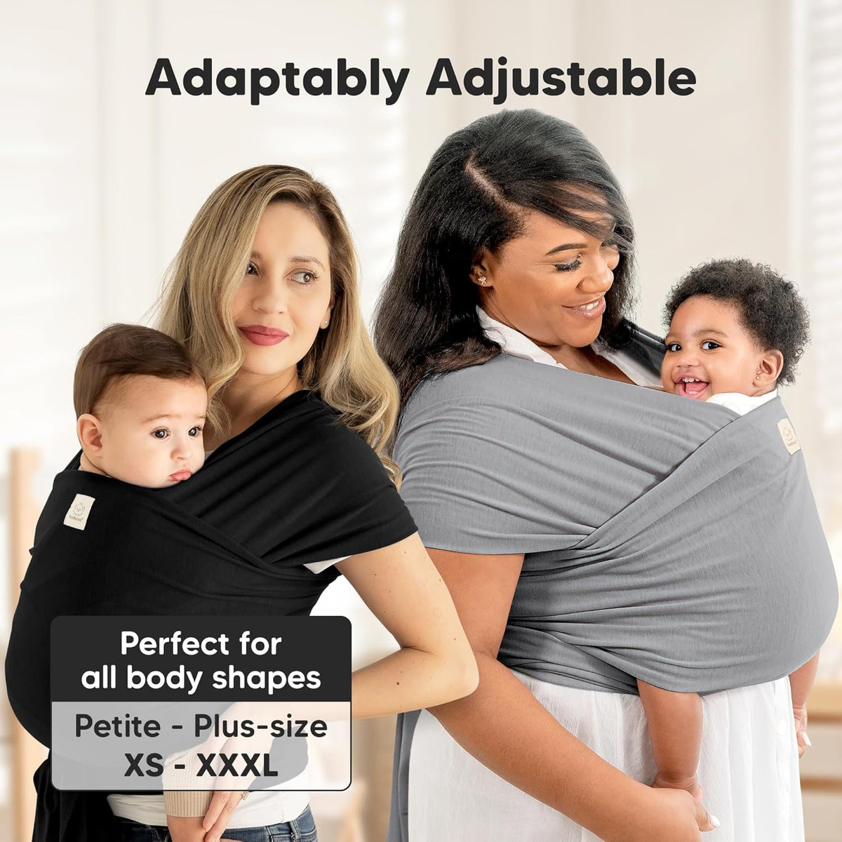 Baby Wrap Carrier - All in 1 Original Baby Carrier Newborn to Toddler Sling, Easy to Wear, Hands Free Bonding, Lightweight, Breathable Infant Wraps (Stone Gray)