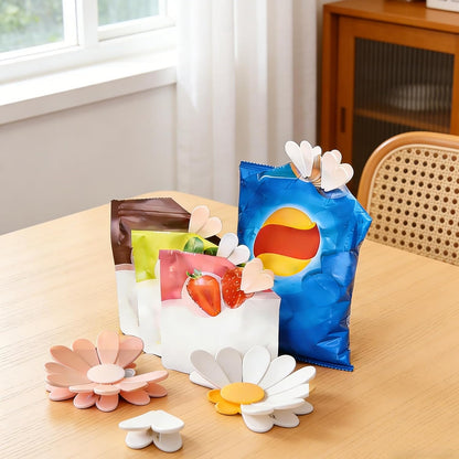 Chip Clips, English Daisy Magnetic Bag Clips, Cute Fridge Magnets, Magnetic Clip for Bread, Snack and Food Bags (2 Flower 12 Pcs, White and Pink)
