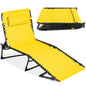Patio Chaise Lounge Chair, Outdoor Portable Adjustable Pool Recliner W/ Pillow - Light Blue