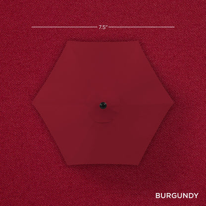 7.5Ft Outdoor Solar Patio Umbrella for Deck, Pool W/ Tilt, Crank, LED Lights - Burgundy
