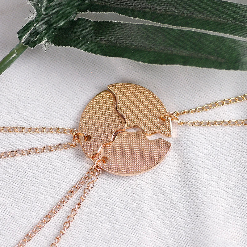 3Pcs Best Friend Zircon Sun Star Moon Pendant Necklace Friendship Choker Chain 2025 Fashion Jewelry Accessories Gift