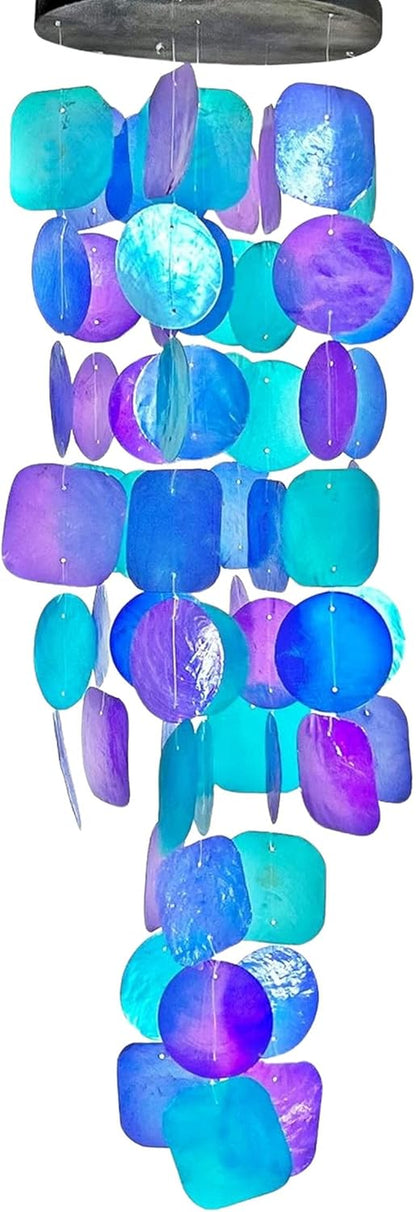 20414 Wind Chimes Outdoor, Garden Decorations, Musical, Indoor/Outside Windchimes, Beach, Ocean Breeze, Gifts for Mom, Gift for All Occasions, Purple Shells 27 Inch