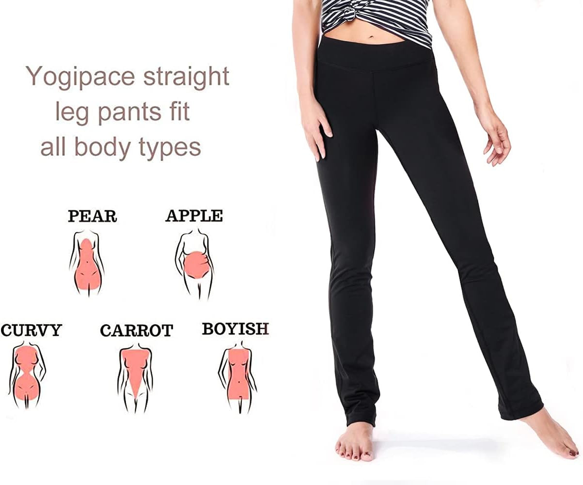 Women'S Petite/Regular/Tall Straight Leg Yoga Pants, Slim Fit Stretch Pants for Everyday, Travel & Casual Wear