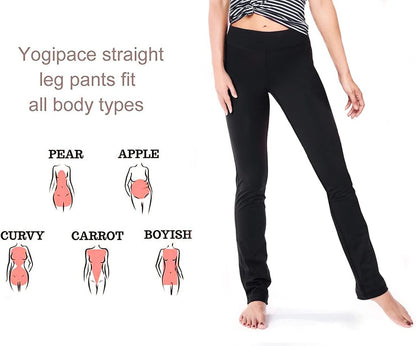 Women'S Petite/Regular/Tall Straight Leg Yoga Pants, Slim Fit Stretch Pants for Everyday, Travel & Casual Wear