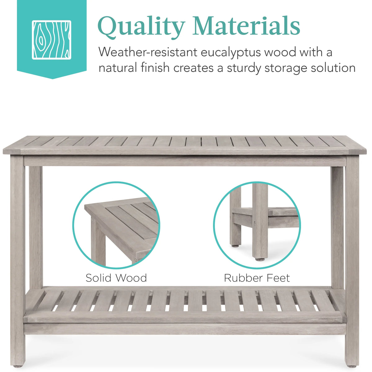 48In 2-Shelf Indoor Outdoor Wooden Console Table Multifunctional Buffet Bar Storage - Gray