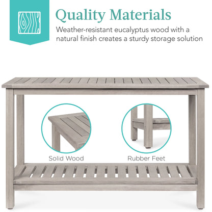48In 2-Shelf Indoor Outdoor Wooden Console Table Multifunctional Buffet Bar Storage - Gray