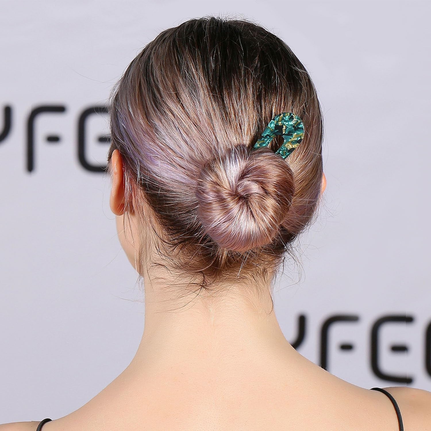 French Hair Pins U Shape Updo Hair Forks 2 Prong Bun Twist Chignon Stick Clips for Women Hair Accessories, 3 Pcs (Green,Tortoise,Brown Floral)