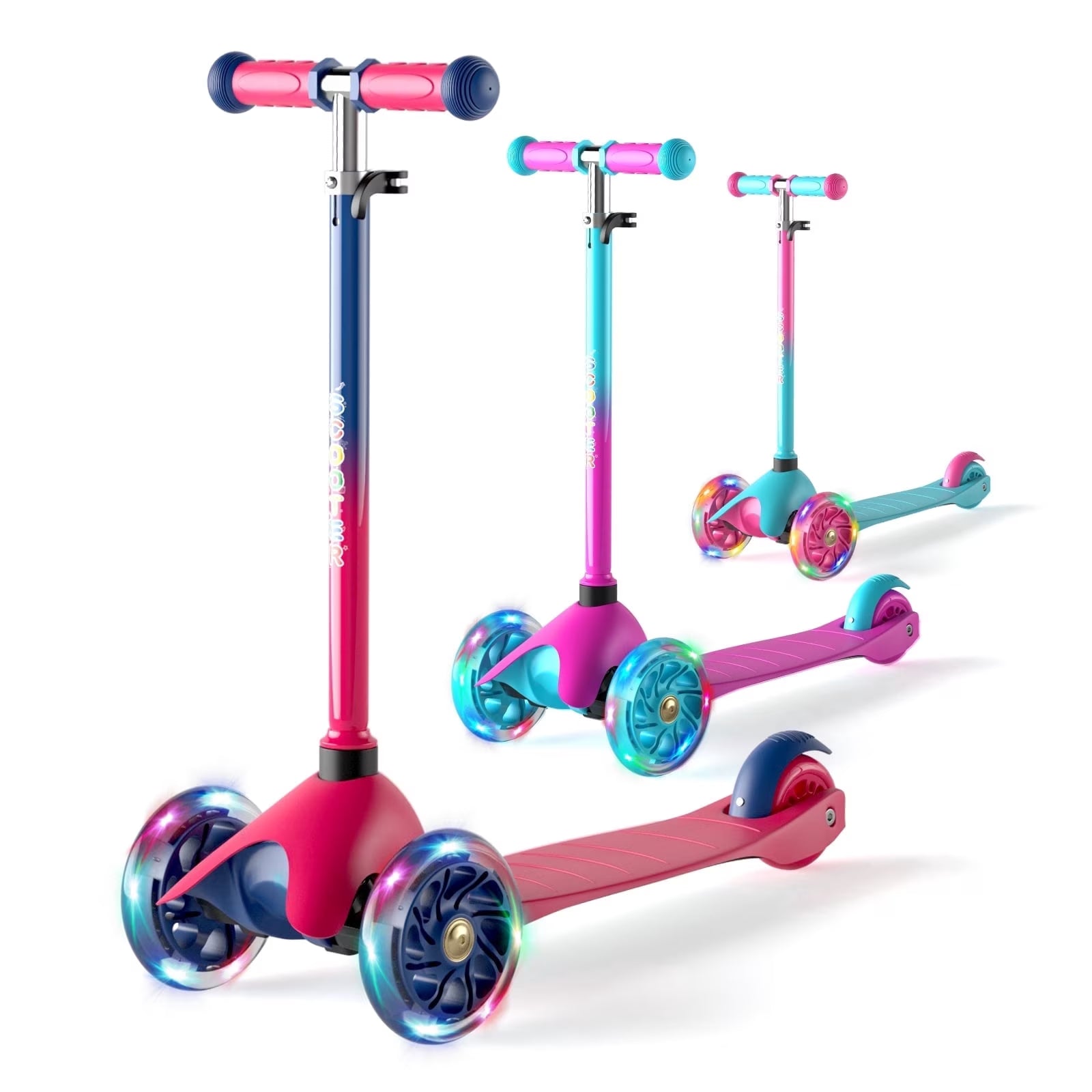 3 Wheel Scooter for Kids, Kick Scooter with Adjustable Height Light up LED Wheels for Boys Girls, Best Gift for Boys Girls Outdoor Activities, Red
