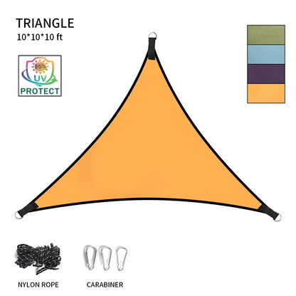 10*10*10Ft Triangle Sun Shade Sail Outdoor 95%UV Block Protection Orange Shade Cloth