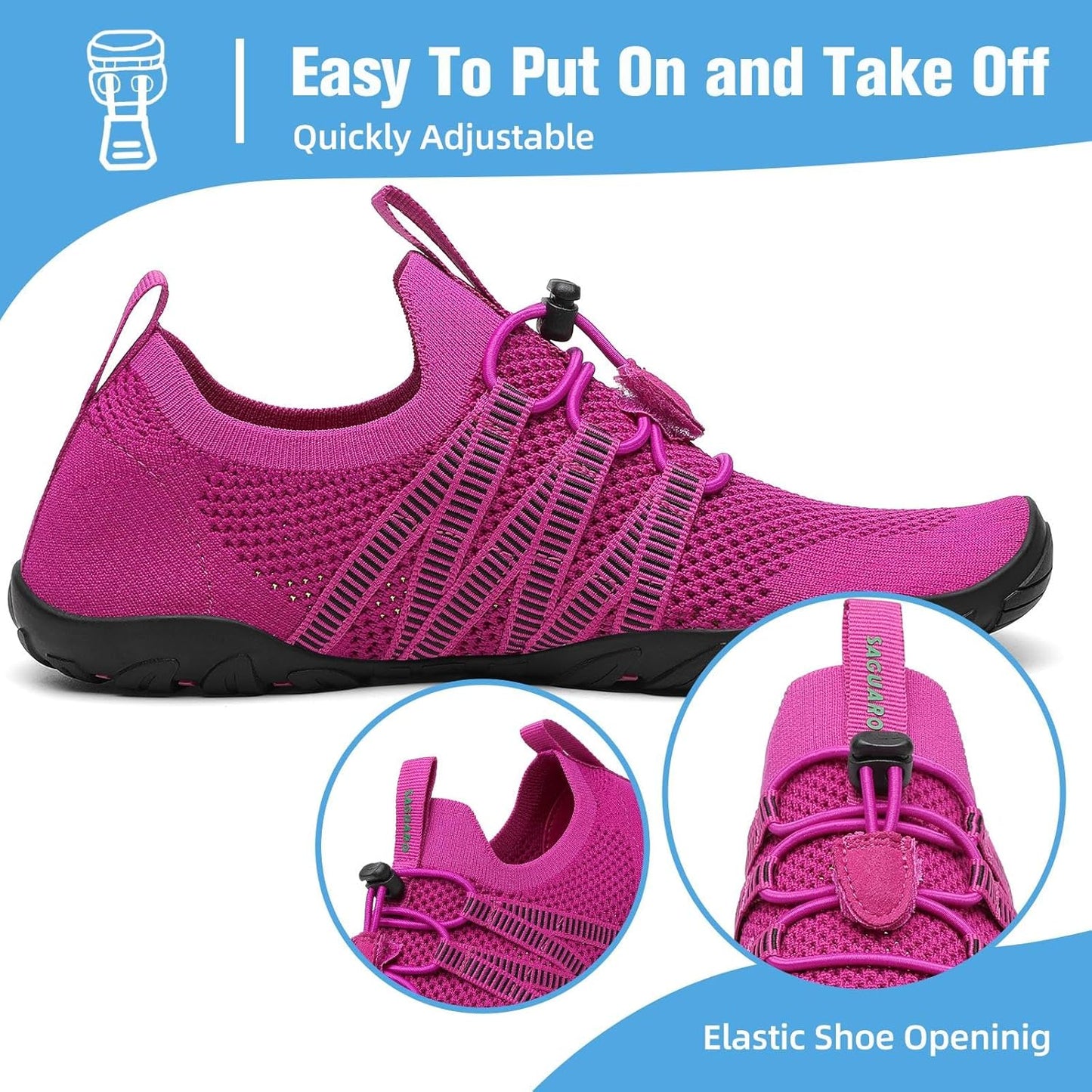 Water Shoes for Women Men, Quick-Dry Barefoot Swim Shoes with Drainage Holes, Lightweight Aqua Shoe for Beach Pool River Boating Yoga Walking