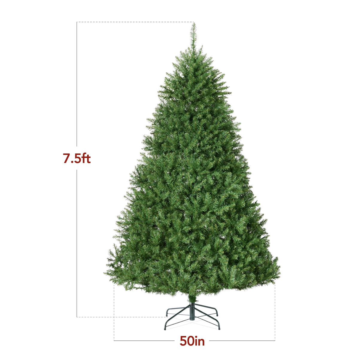 7.5Ft Hinged Douglas Full Fir Artificial Christmas Tree Holiday Decoration W/ Foldable Metal Stand