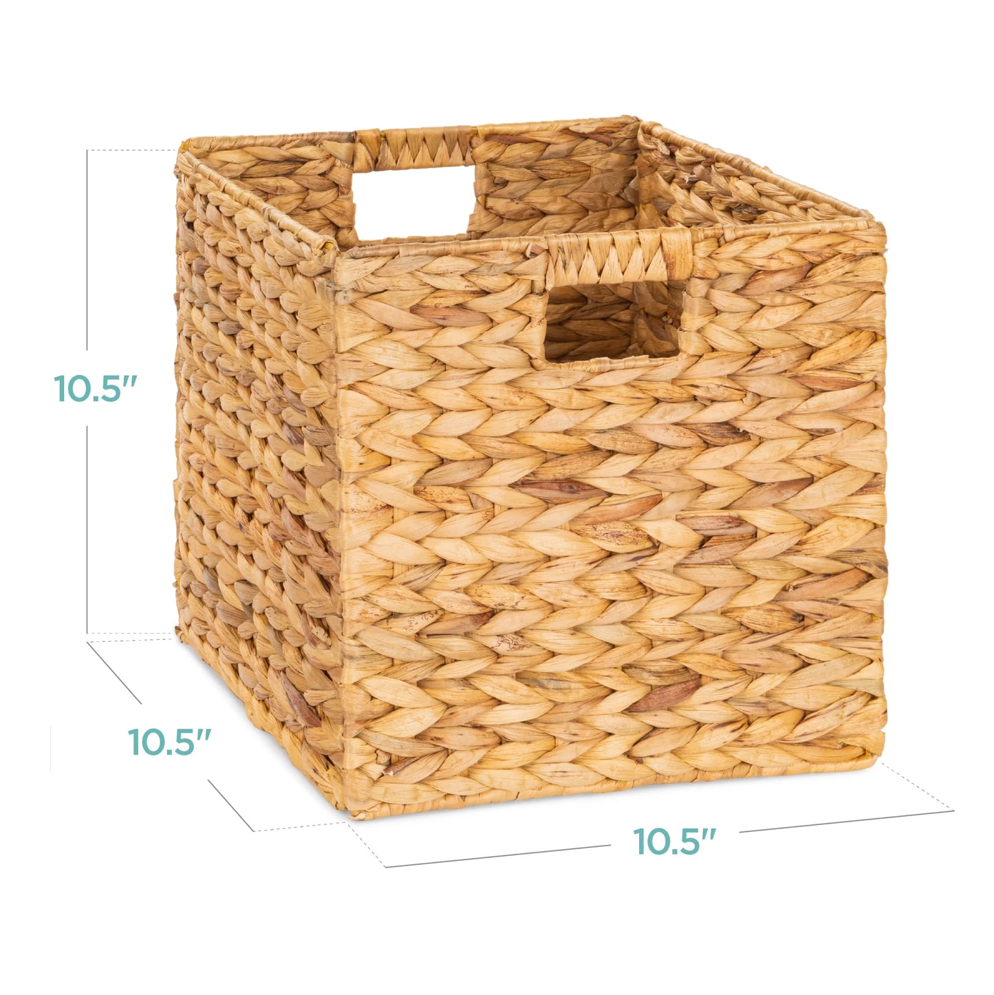 10.5X10.5In Hyacinth Storage Baskets, Set of 5 Multipurpose Collapsible Organizers - Natural