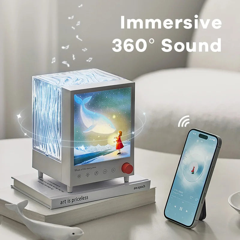 Aurora Light Projector Bluetooth Speaker Wireless Bluetooth Music Player with White Noise Colorful Ambient Light Stepless Dimmin