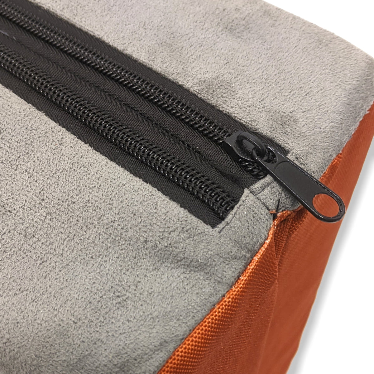 Best Friends Foldable Travel Dog Bed, Small / Medium - Gray and Orange Washable Cover with Microsuede Top and a Memory Foam Topper for Comfort