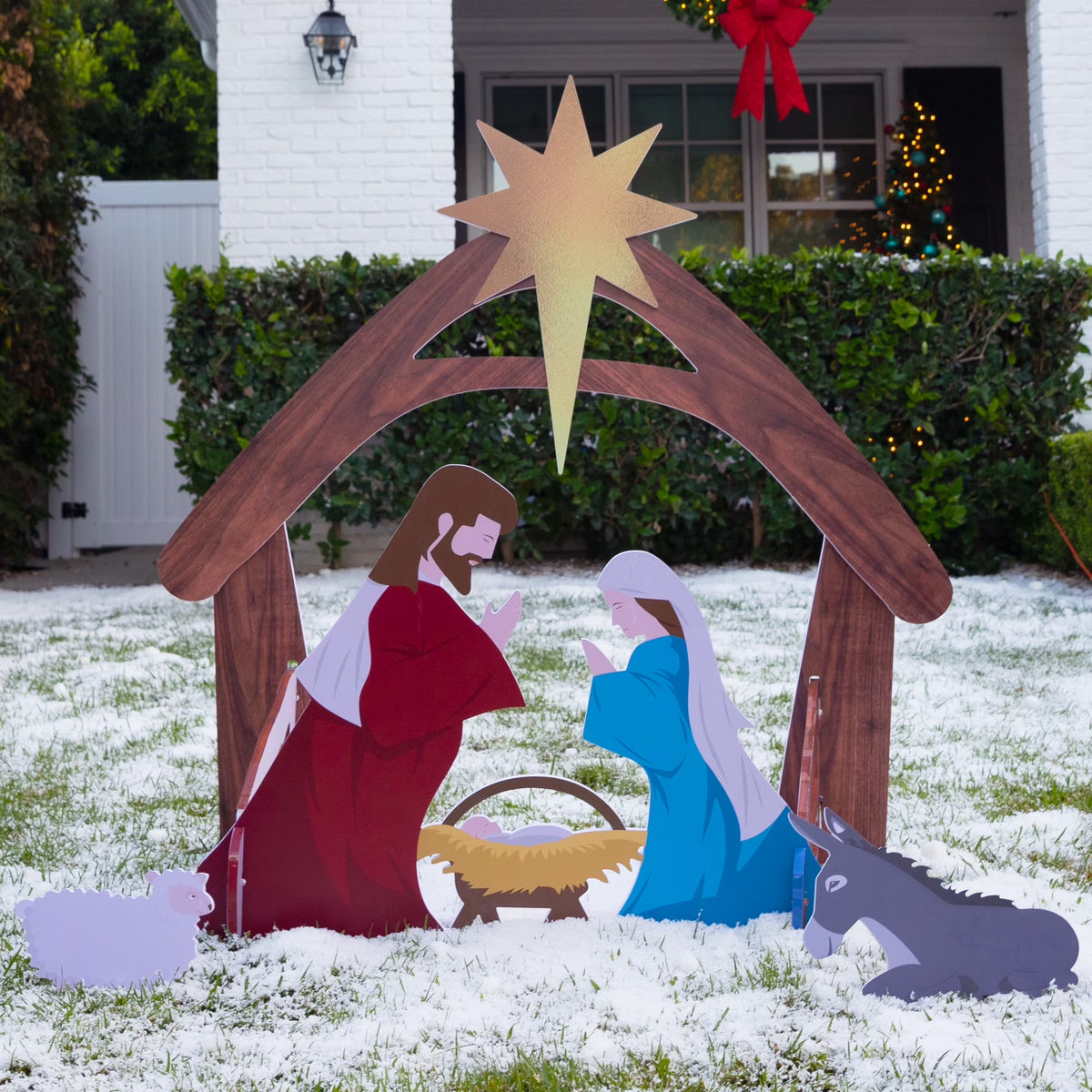 4Ft Outdoor Nativity Scene, Weather-Resistant Decor, Christmas Family Yard Decoration, PVC