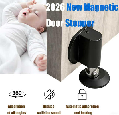 Magnetic Door Stopper - 2026 New Magnet Floor Door Stop Retractable, Door Magnetic Catch,Door Wedge Stopper No Drilling Mount with Adhesive,Door Holder to Keep Door Open (Brushed Nickel 1PC)