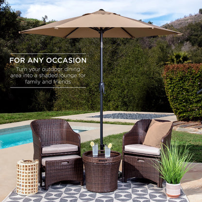 7.5Ft Heavy-Duty Outdoor Market Patio Umbrella W/ Push Button Tilt, Easy Crank - Tan