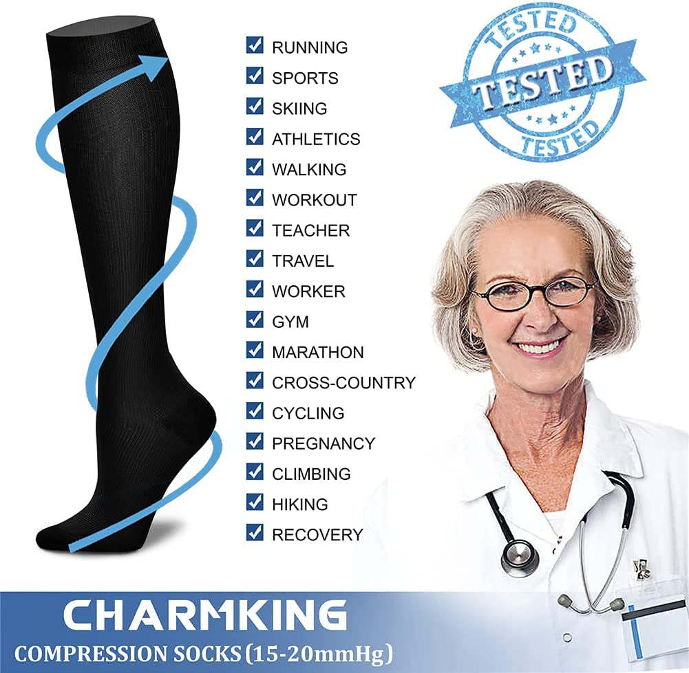Compression Socks for Women & Men Circulation (3 Pairs) 15-20 Mmhg Is Best Support for Athletic Running Cycling