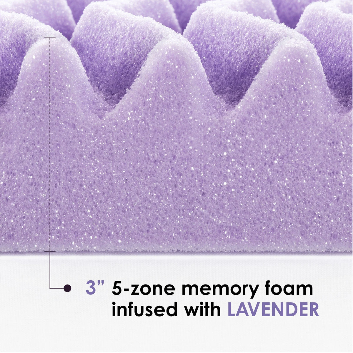 3" 5-Zone Memory Foam Mattress Topper with Lavender Infusion, King