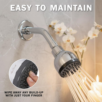 High Pressure Shower Head - Best 3 Inch Wall Mount Bathroom Showerhead for Boosting Low Flow with Anti-Clog Nozzles & Adjustable Brass Ball Joint - 1.8 GPM - Polished Chrome