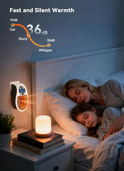 Wall Plug in Heater 450W, Portable Outlet Heater with Remote, Clear LED Display, Small Wall Heaters for Indoor Use with Adjustable Thermostat and 12H Timer for Bathroom Room Office