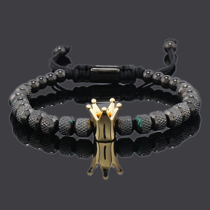Luxury Crown Charms Stainless Steel Beads Man Bracelet Women Hand Jewelry Couple Gift