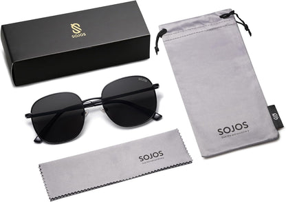 Classic Trendy Square Sunglasses for Women Men Cute Big Frame Gold Shades SJ1137