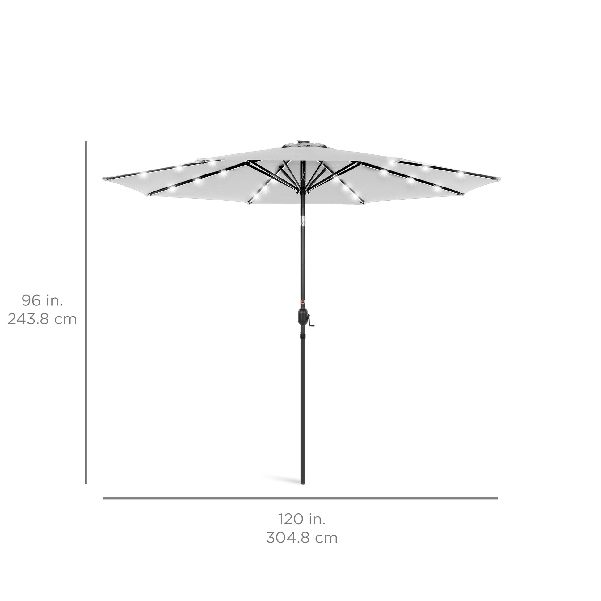 10Ft Solar LED Lighted Patio Umbrella W/ Tilt Adjustment, Uv-Resistant Fabric - Fog Gray