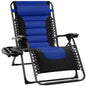 Oversized Padded Zero Gravity Chair, Folding Outdoor Patio Recliner W/ Side Tray - Tan