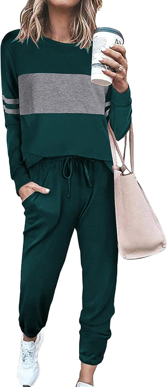 Womens 2 Piece Sets 2026 Long Sleeve Tops High Waisted Sweatpants Lounge Set Fall Fashion Travel Outfits
