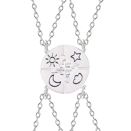 3Pcs Best Friend Zircon Sun Star Moon Pendant Necklace Friendship Choker Chain 2025 Fashion Jewelry Accessories Gift