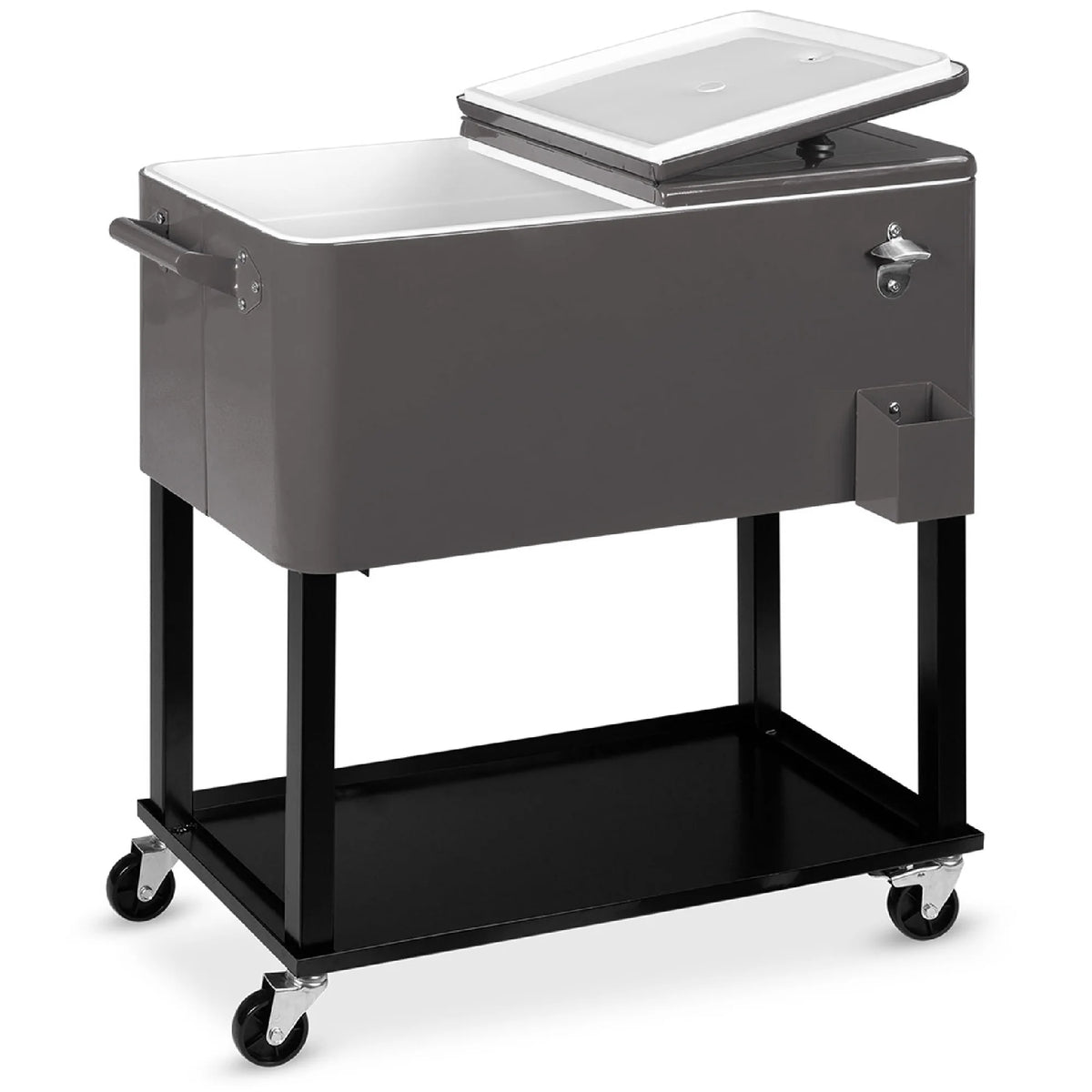 Best Choice Products 80Qt Steel Rolling Cooler Cart W/ Bottle Opener, Catch Tray, Drain Plug, Locking Wheels - Gray